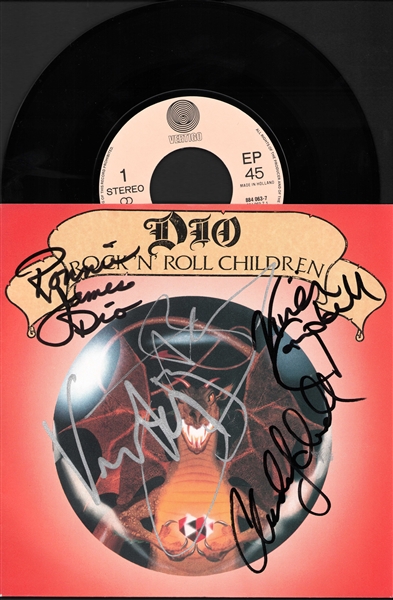 DIO: Group Signed "Rock N Roll" 45 RPM (Beckett/BAS LOA) 