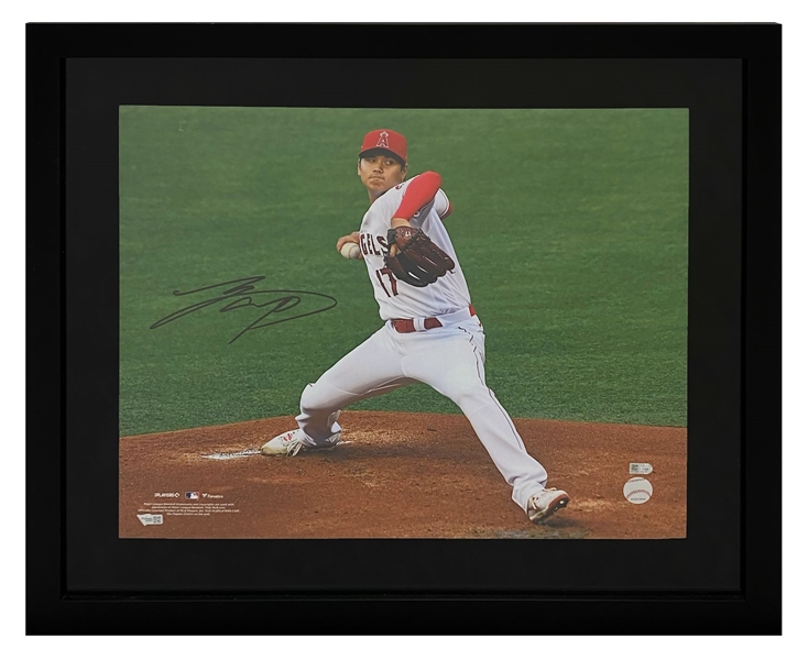 Shohei Ohtani Signed 16" x 20" Angels Pitching Photo in Framed Display (Fanatics)