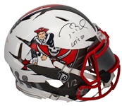 Tom Brady Signed & "Lets Go" Inscribed Limited Edition Bucs / Patriots Ripped Speed Helmet (Beckett/BAS)