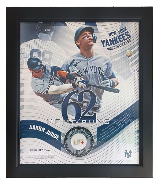 Aaron Judge Limited Edition Game Used Baseball Collage in 15" x 17" Framed Display (MLB Holo)