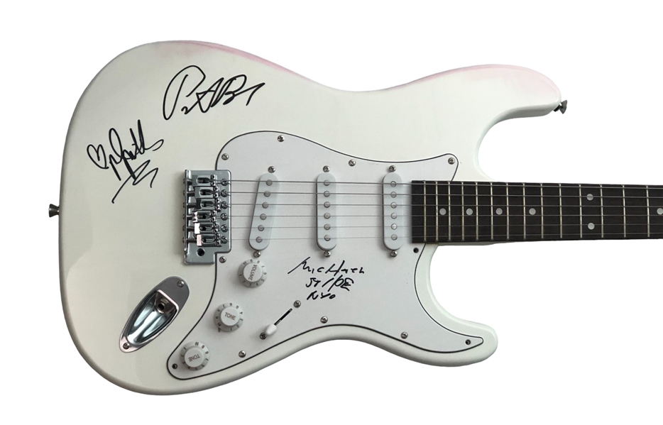 R.E.M. Group Signed Ghost Guitar w/ Sketch (Epperson/REAL LOA)