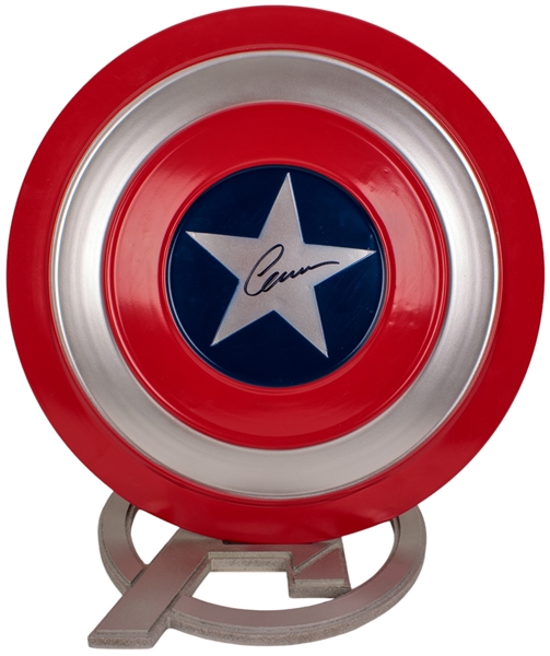 Chris Evans Signed Captain America Shield w/ Stand (Beckett/BAS)