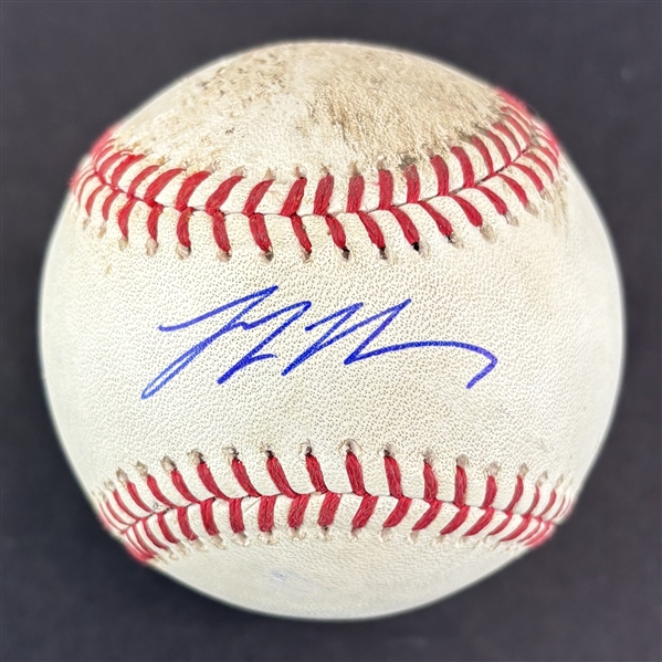 Max Muncy Game Used & Signed OML Baseball:: 9-07-2022 SF vs. LAD :: Pitched to Muncy (MLB Holo & PSA/DNA)