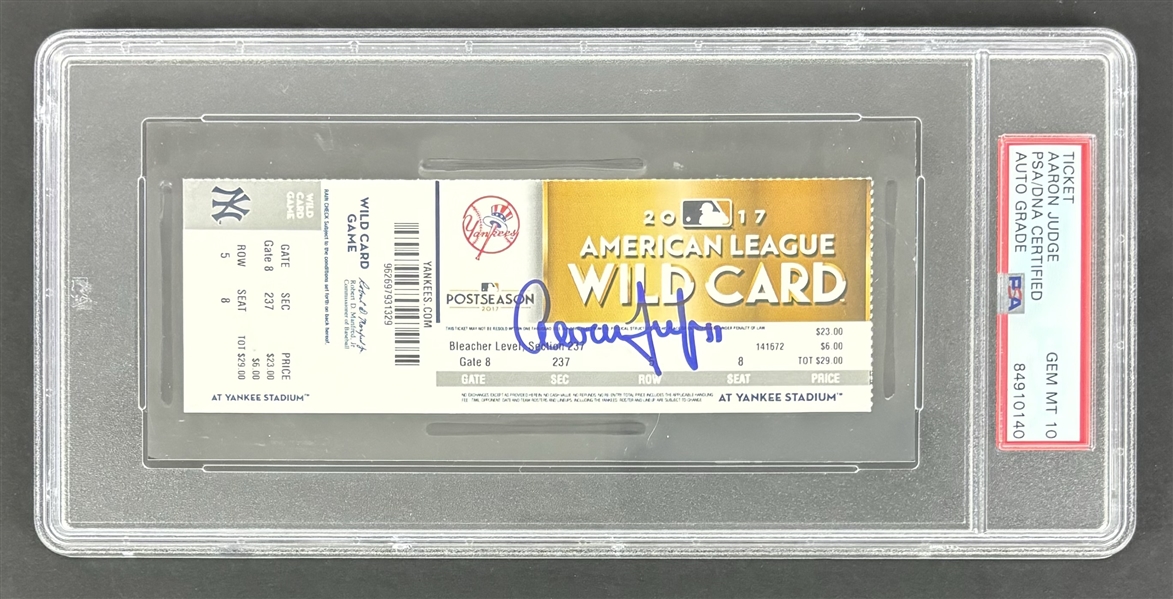 Aaron Judge Signed First Postseason 2017 Game Ticket w/ Gem Mint 10 Auto :: Judge First Postseason HR Game! (PSA/DNA Encapsulated)