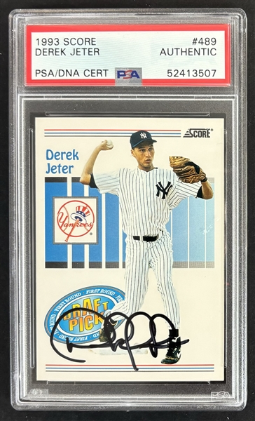 Derek Jeter Signed 1993 Score First Round Draft Pick Rookie Card #489 (PSA/DNA)