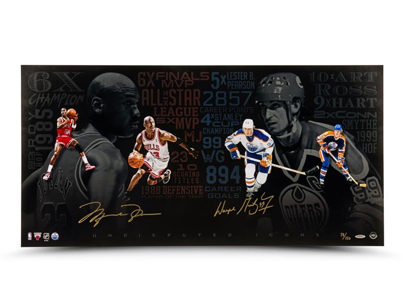 Michael Jordan & Wayne Gretzky Signed Ltd. Ed. 18" x 36" "Undisputed Icons" Photo (UDA)