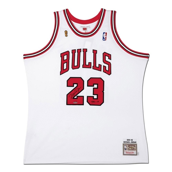 Michael Jordan Signed & Inscribed 1995-96 White Chicago Bulls Authentic Mitchell & Ness Jersey (UDA)