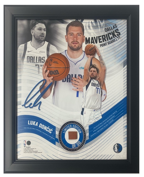 Luka Doncic Limited Edition 15" x 17" Framed Mavericks Game Used Basketball Collage Display 