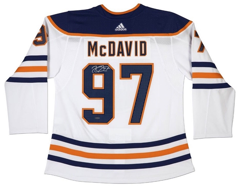 Connor McDavid Signed Authentic Adidas Edmonton Oilers White Jersey (UDA)