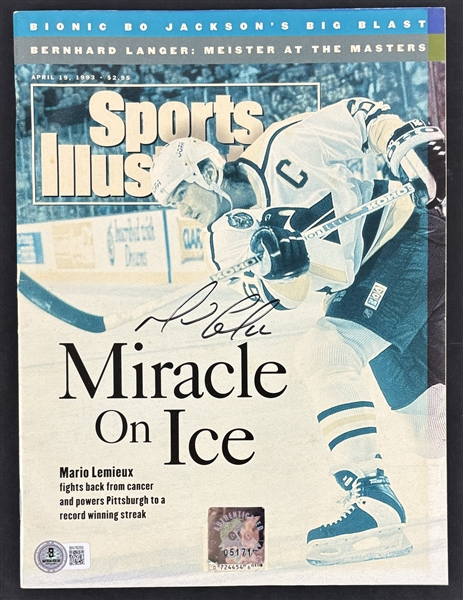 Mario Lemieux Signed 1993 Sports Illustrated Magazine (Beckett/BAS)