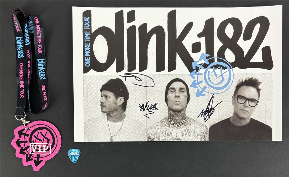 Blink 182 Group Signed 2024 World Tour VIP Poster w/ All Three Members & VIP Concert Memorabilia! (Third Party Guaranteed)