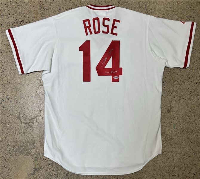 Pete Rose Signed Reds Jersey with "Hit King" Inscription (PSA/DNA)