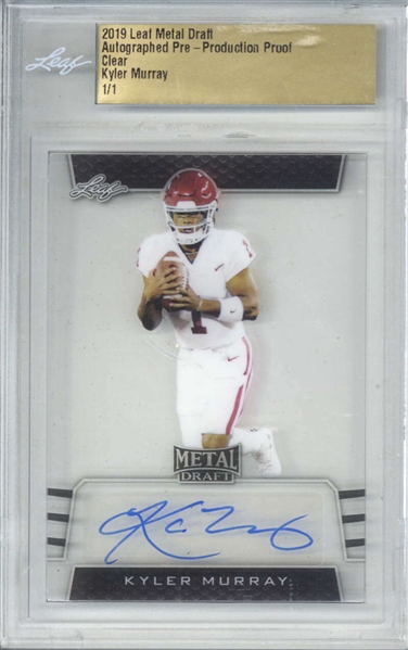 2019 Leaf Metal Draft Pre-Production Autographed Proof Clear Kyler Murray 1/1 Rookie Card (Leaf Encapsulated)