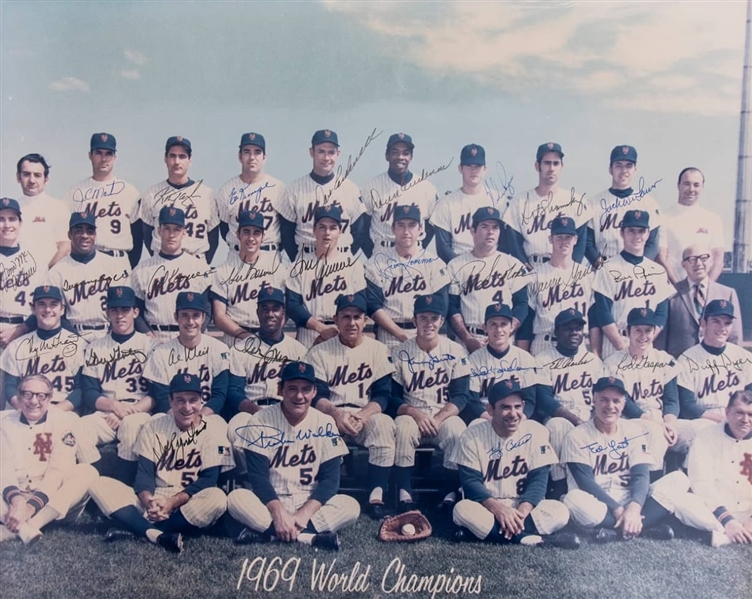 1969 World Series Champion New York Mets Vintage Signed Oversized 16" x 20" Photograph w/ Ryan, Kooseman, Seaver & Others (Beckett/BAS)