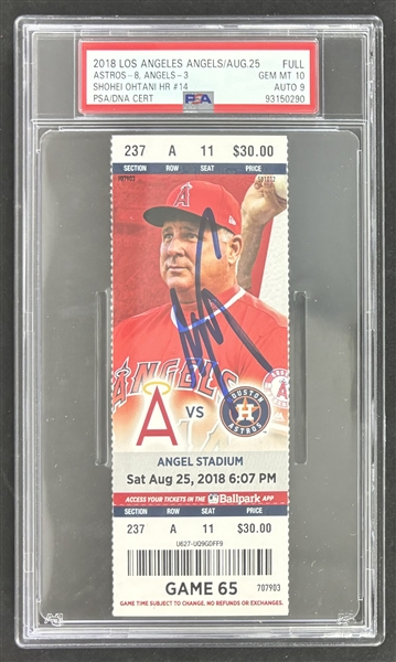 Shohei Ohtani Signed 2018 LA Angels Full Gem Mint 10 Ticket w/ Mint 9 Auto :: Career HR #14! (PSA/DNA Encapsulated)