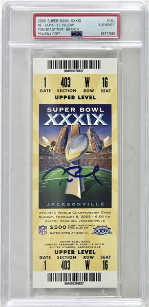 Tom Brady Signed 2005 Super Bowl XXXIX Game Ticket with GEM MINT 10 Autograph (PSA/DNA Encapsulated)