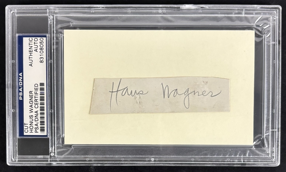 Honus Wagner Signed 1" x 3.5" Cut (PSA/DNA Encapsulated)