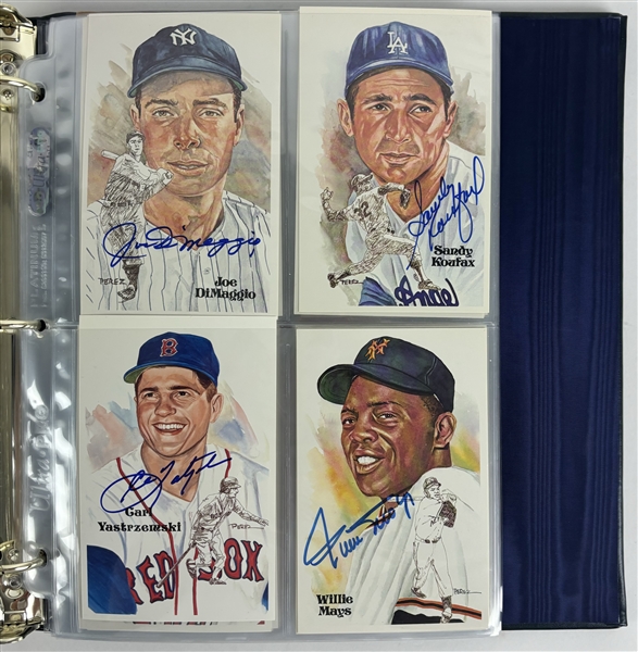 Perez Steele Baseball HOF Postcard Set w/ 57 Signed Cards Inc. Mantle, DiMaggio, Koufax & More! (Third Party Guaranteed)