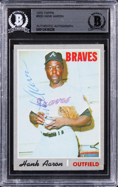 Hank Aaron Signed 1970 Topps #500 Trading Card (Beckett/BAS)