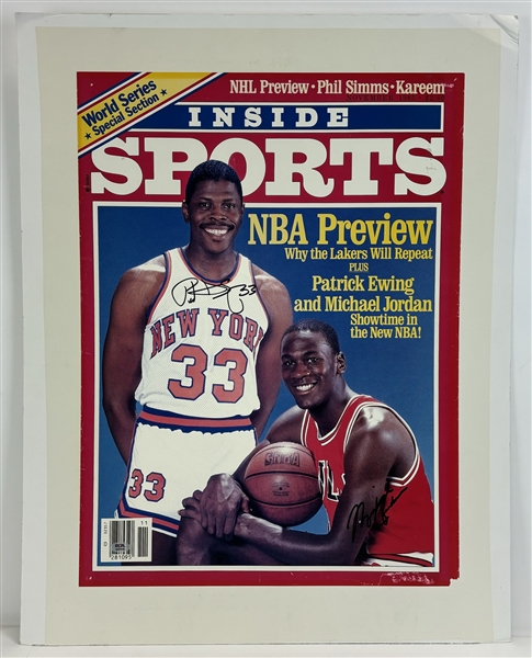 Michael Jordan & Patrick Ewing Rare Dual-Signed Dry Mounted 22" x 30" Poster (PSA/DNA LOA)