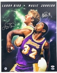 Magic Johnson & Larry Bird Dual Signed 16" x 20" Color Photo (PSA/DNA & Beckett/BAS)