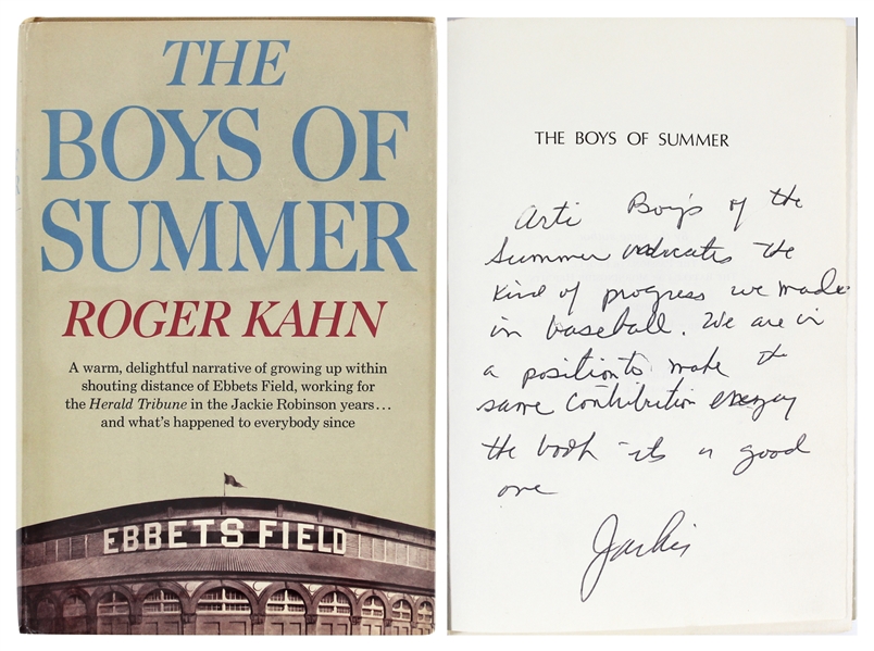 Jackie Robinson Signed & Inscribed "The Boys of Summer" Hardcover Book with Great Inscription RE: Breaking Color Barrier (JSA LOA)