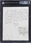 Napoleon Bonaparte Signed Important Letter to Minister of War RE: Conscription & Amassing Troops (Beckett/BAS Encapsulated)