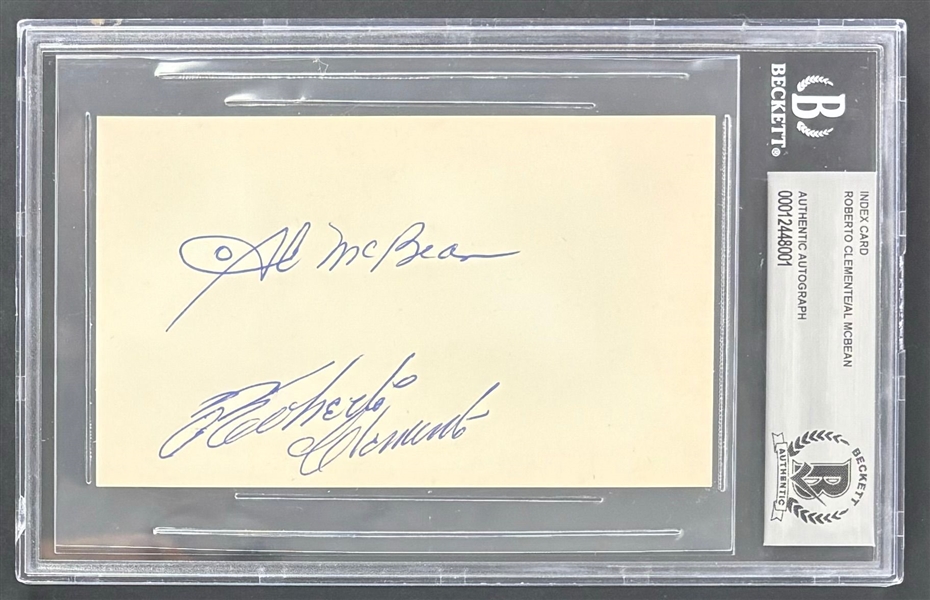 Pittsburgh Pirates: Roberto Clemente & Al McBean Signed 3" x 5" Index Card with SUPERB Vintage Signature (PSA/DNA Encapsulated)