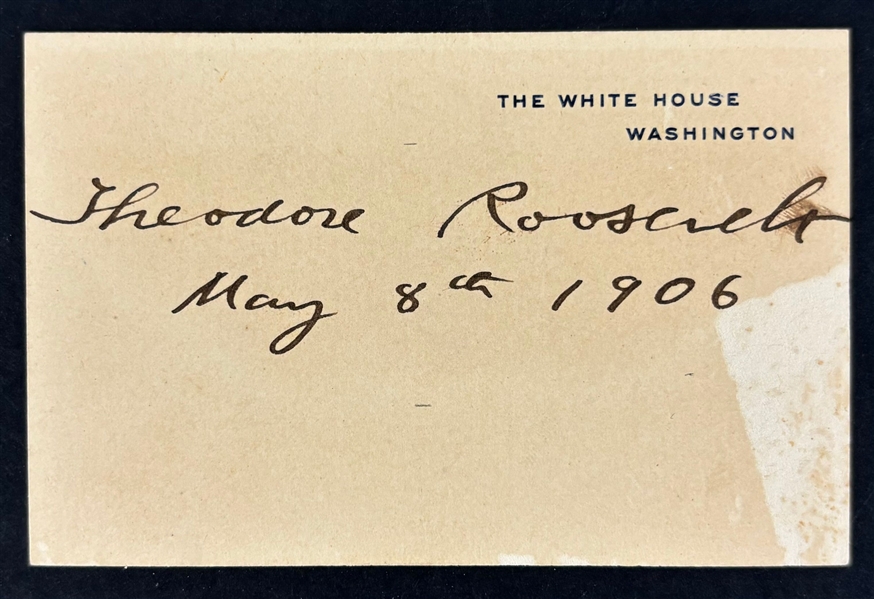 President Theodore Roosevelt Rare Signed White House Card (PSA/DNA)