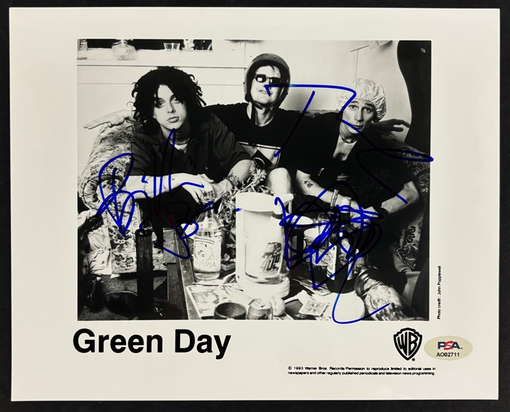 Green Day: Group Signed 8" x 10" 1993 Promo Photo (PSA/DNA)