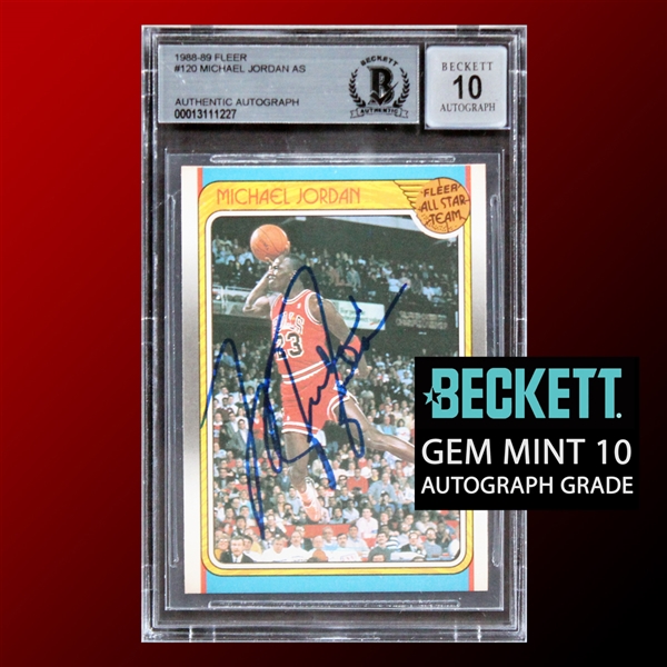 Michael Jordan Signed 1988 Fleer All-Star Card #120 with Superb Early GEM MINT 10 Autograph! (Beckett/BAS Encapsulated)