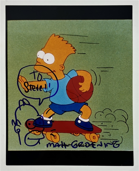 Matt Groening Signed & Inscribed 8" x 10" Bart Simpson Photo w/ Hand Drawn Sketch (Beckett/BAS)