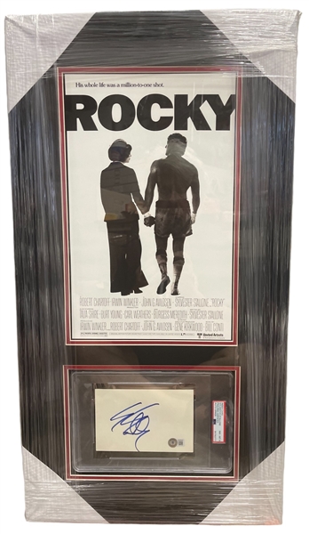 Rocky: Sylvester Stallone Signed Index w/ Auto NM-MT 8 in Framed Display (PSA/DNA Encapsulated & LOA)