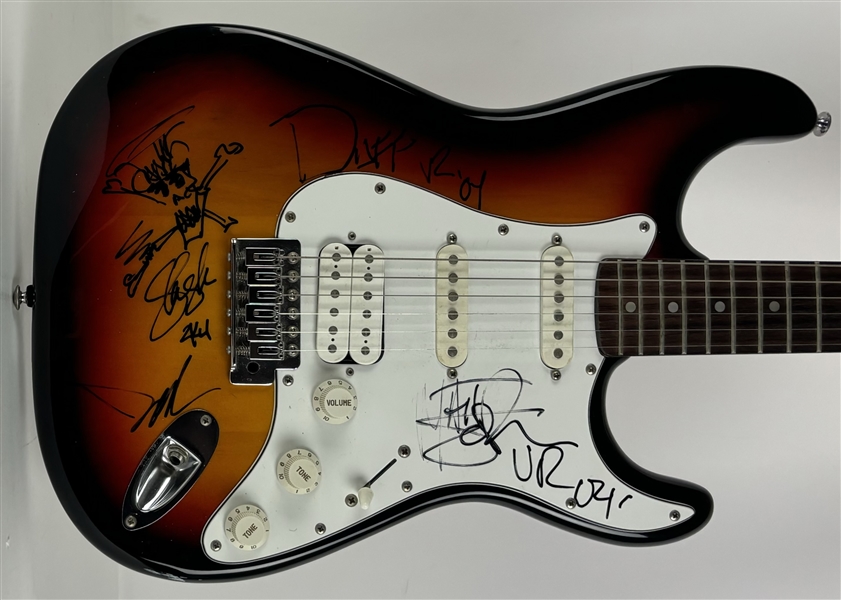 Guns N Roses Group Signed Strat Style Electric Guitar with RARE Slash On the Body Sketch! (4 Sigs)(PSA/DNA LOA) 