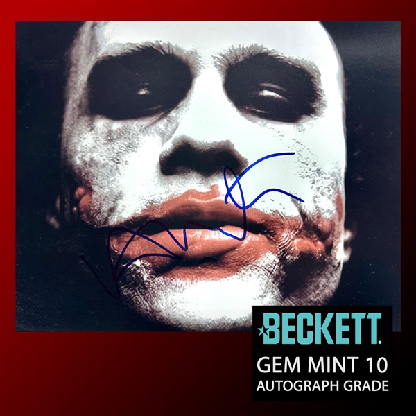 Heath Ledger Incredibly Rare Signed 8" x 10" Photograph as "The Joker" from "The Dark Knight" with Beckett/BAS Graded GEM MINT 10 Autograph!