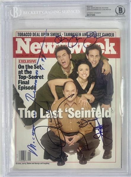 Seinfeld Cast Signed April 1998 Newsweek Magazine (Beckett/BAS Encapsulated)