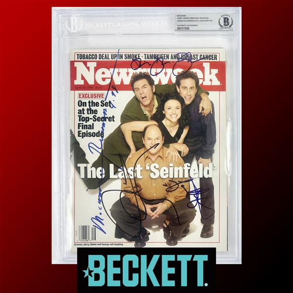 Seinfeld Cast Signed April 1998 Newsweek Magazine (Beckett/BAS Encapsulated)