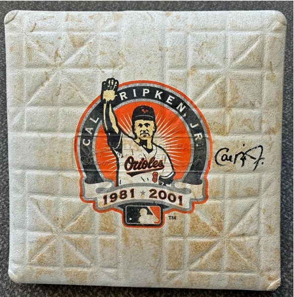 Cal Ripken Jr. Signed Game Used 3rd Base from 10-5-2001 - Ripkens Final Hit Game & 2nd to Last Game Ever! (MLB Holo & Beckett/BAS)