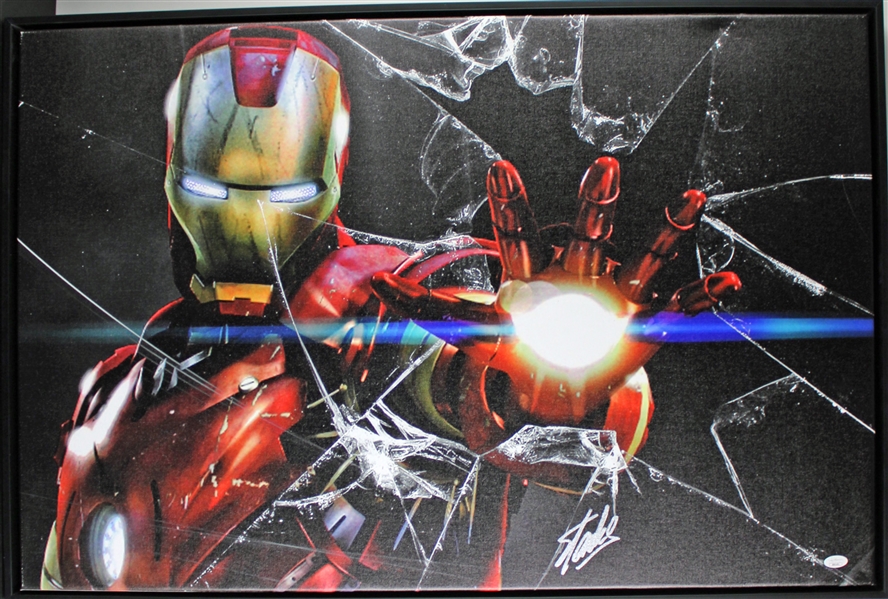 Stan Lee Signed 25" x 37" Iron Man Canvas Print (JSA LOA)