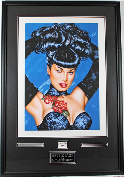 Bettie Page Signed Segment in Framed Display (PSA/DNA Sticker)