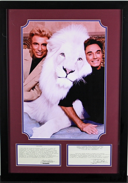 Siegfried & Roy Signed Contract Segments in Framed Display (Beckett/BAS)