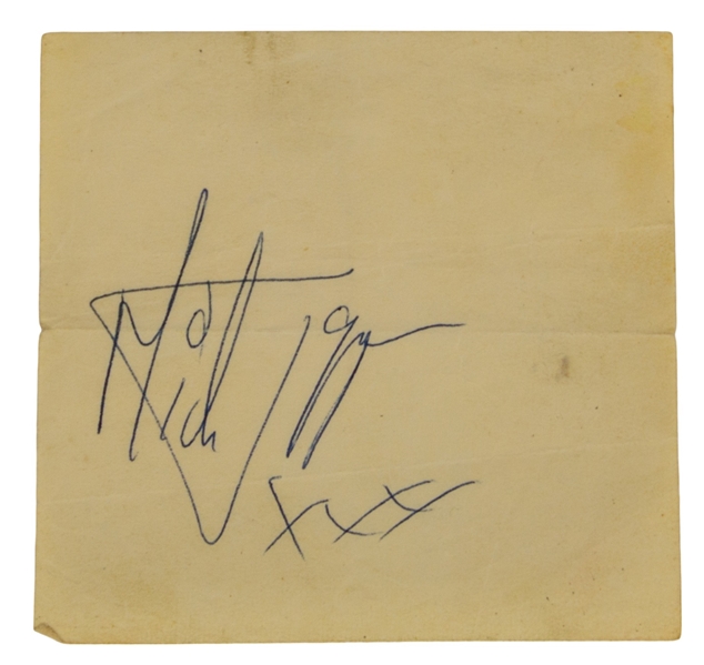 Rolling Stones: Mick Jagger Signed 3" x 3" Page (Epperson/REAL LOA)