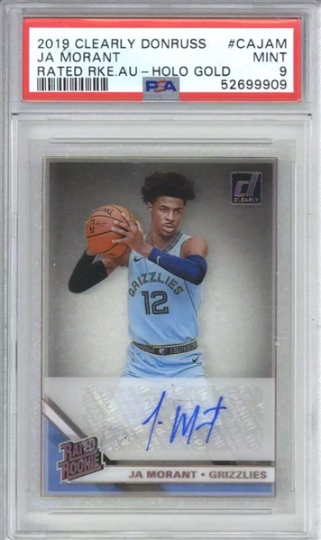 2019 Clearly Donruss CAJAM Rated Ja Morant Signed Rookie Holo Gold Trading Card Graded Mint 9!  (PSA Encapsulated)