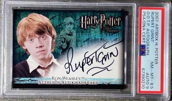 2007 Artbox O.O.T.P Harry Potter: Rupert Grint Signed Trading Card w/ Mint 9 Auto!  (PSA Encapsulated)