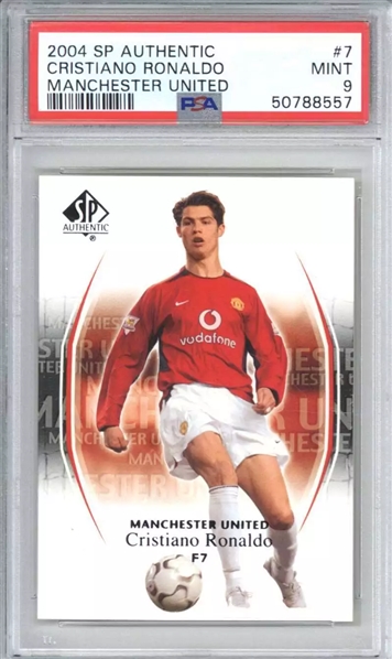 2004 SP Authentic Manchester United Red #7 Cristiano Ronaldo Ltd Ed. w/ Mint 9 Grade! (PSA Encapsulated)