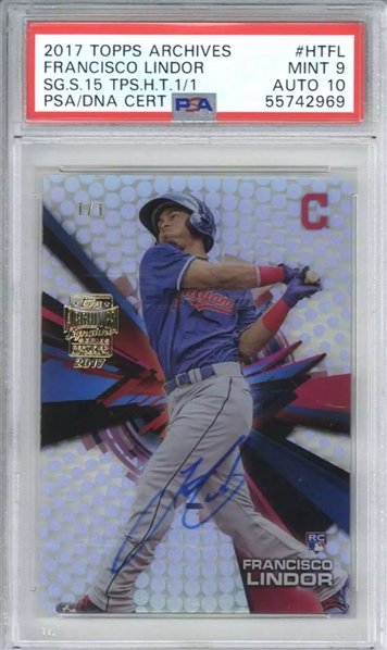 2015 Topps Archives HTFL Francisco Lindor Sig Series 2017 1/1 RC PSA 9 10(PSA Encapsulated)