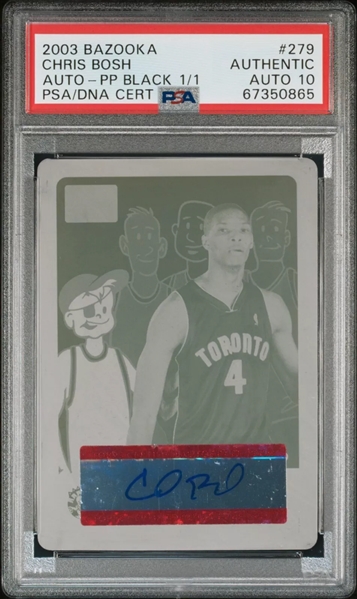 2003 Bazooka 279 Chris Bosh Auto Press Plate Black 1/1 PSA 10 (PSA Encapsulated)