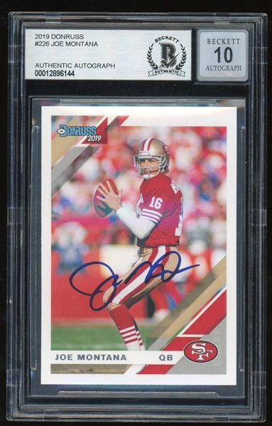 2019 Donruss TC Joe Montana Signed #226 w/ Gem Mint 10 Auto! (Beckett/BAS Encapsulated)