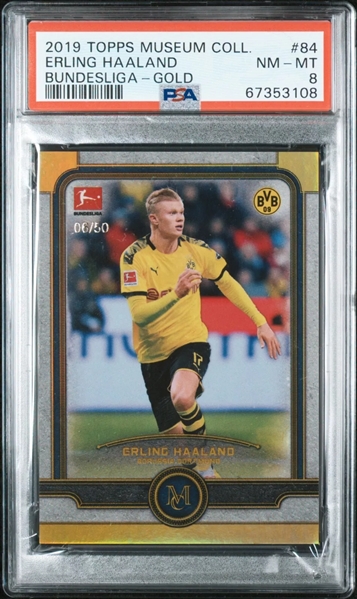 2019 Topps Museum Bundesliga Erling Haaland Gold Rookie Card - PSA NM-MT 8 (PSA Encapsulated)