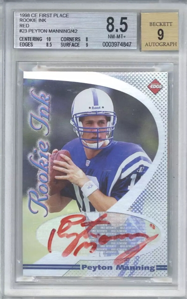 1998 Peyton Manning Signed Ltd. Ed. Collectors Edge 1st Place Rookie Card w/ Mint 9 Auto! (BGS Encapsulated)